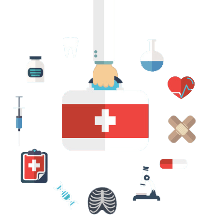 graphic of doctor with medical briefcase representing answers to health insurance questions